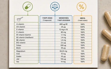 Multivitamin címkéjének fő elemei: napi adag, mennyiség és NRV