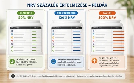 50, 100 és 200 százalékos NRV értékek egyszerű címkeértelmezési példája